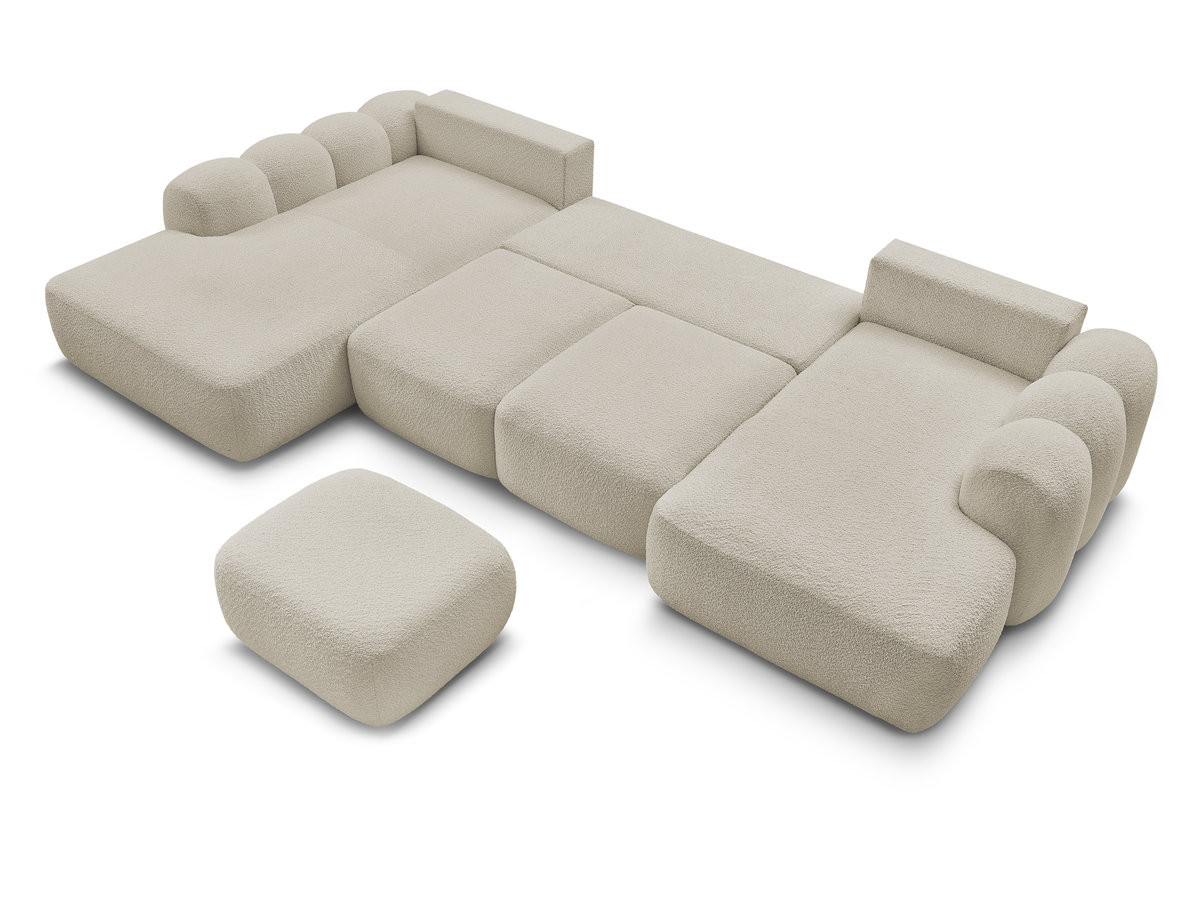 Bobochic Montaigne Wohnlandschaft mit Pouf Bouclé-Stoff Beige Ecke rechts