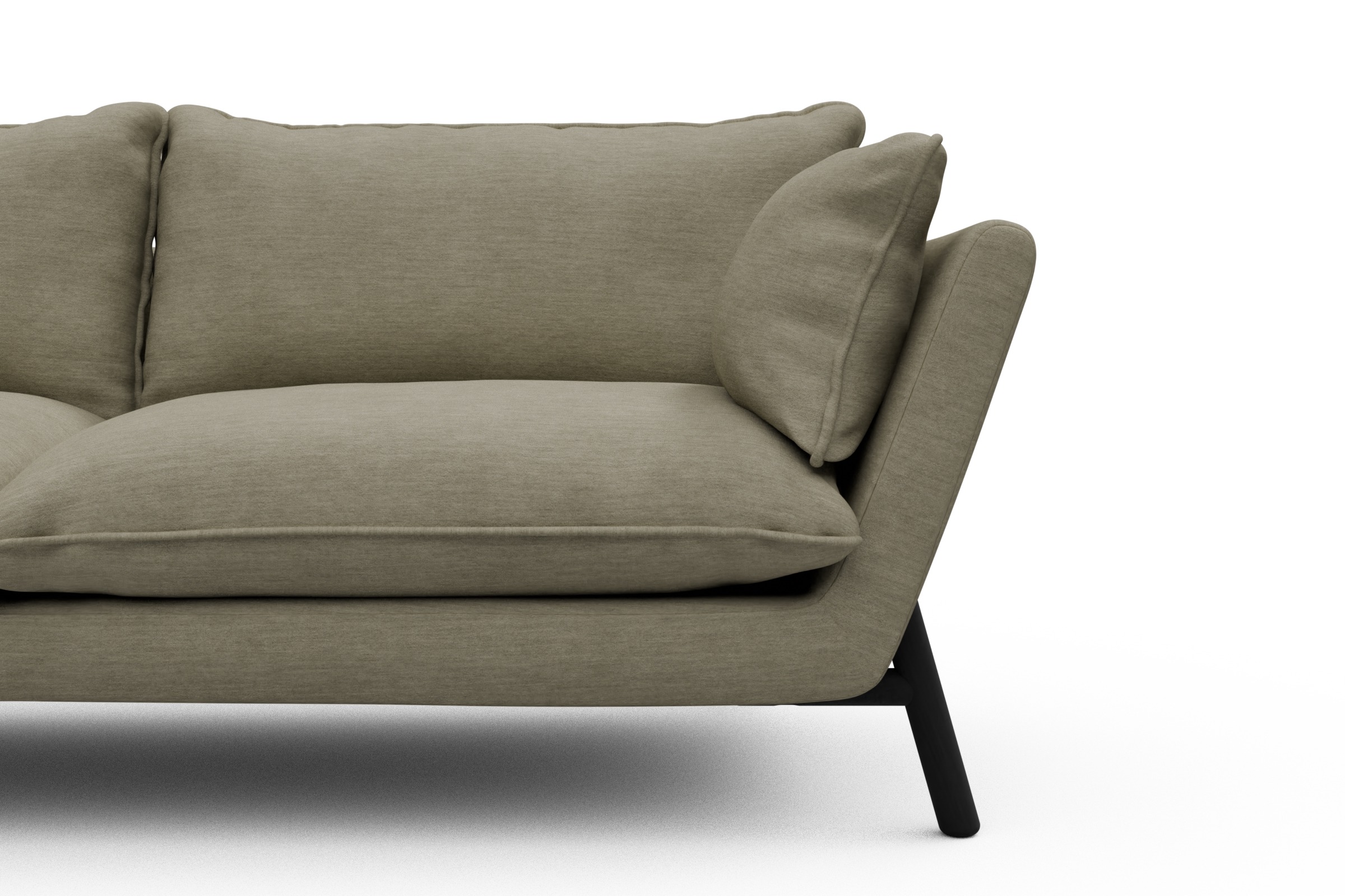 Sofa Emil PREMIUM 3-Sitzer Beinfarbe Eiche Schwarz Vivus-Dusty-Sand