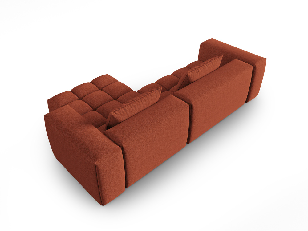 Cosmopolitan Design Ecksofa Verona 3-Sitzer Strukturierter Stoff Sorella Koralle Rechts