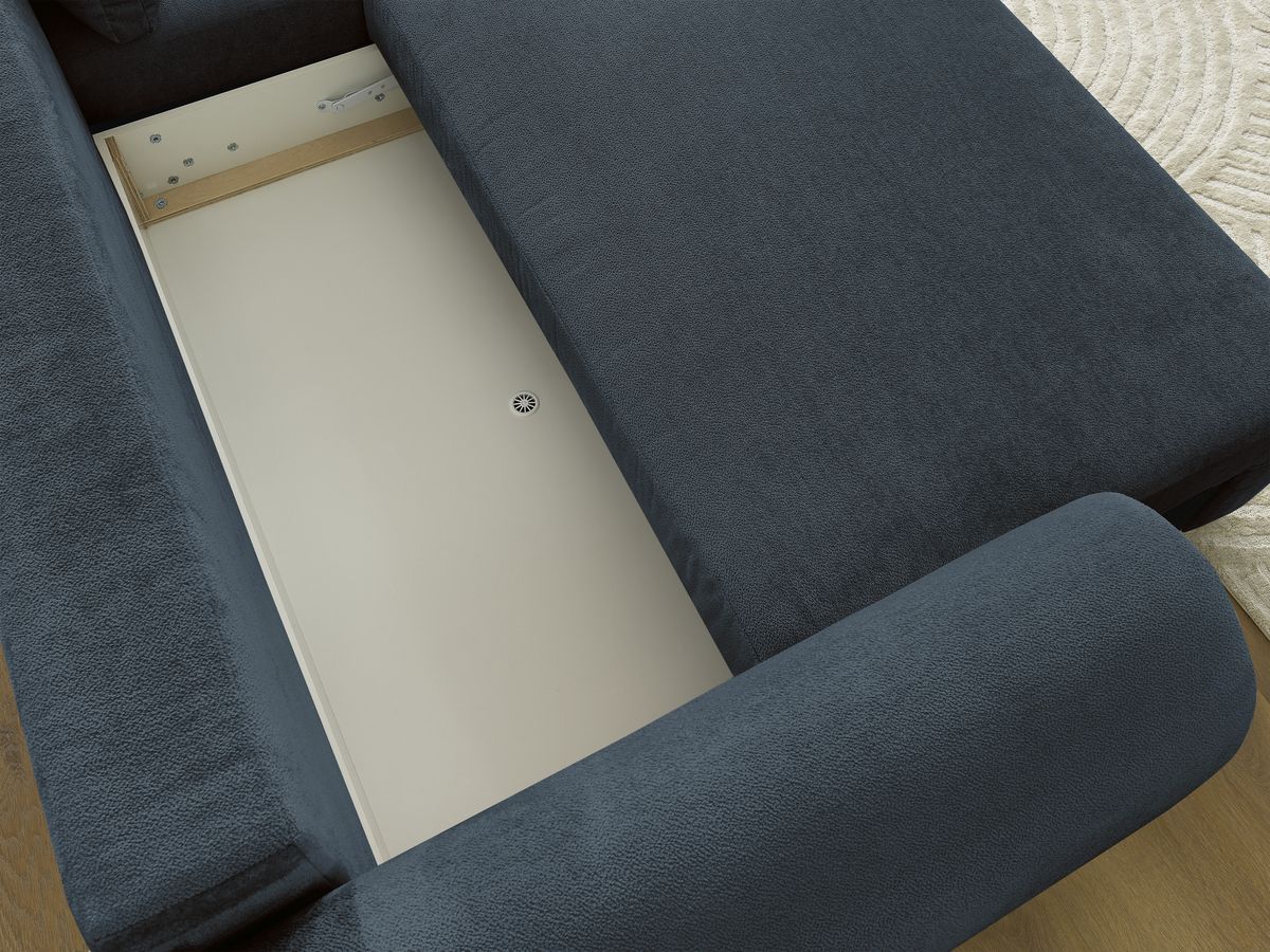 Bobochic Lucien Ecksofa mit Schlaffunktion und Bettkasten 314 × 167 cm Stoff Dunkelblau Ecke rechts