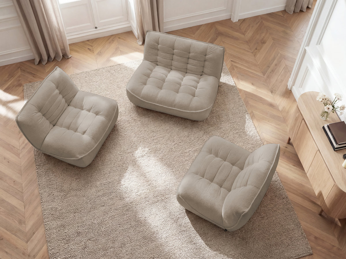 Bobochic Serena Sofa 4-Sitzer Melange-Stoff Taupe