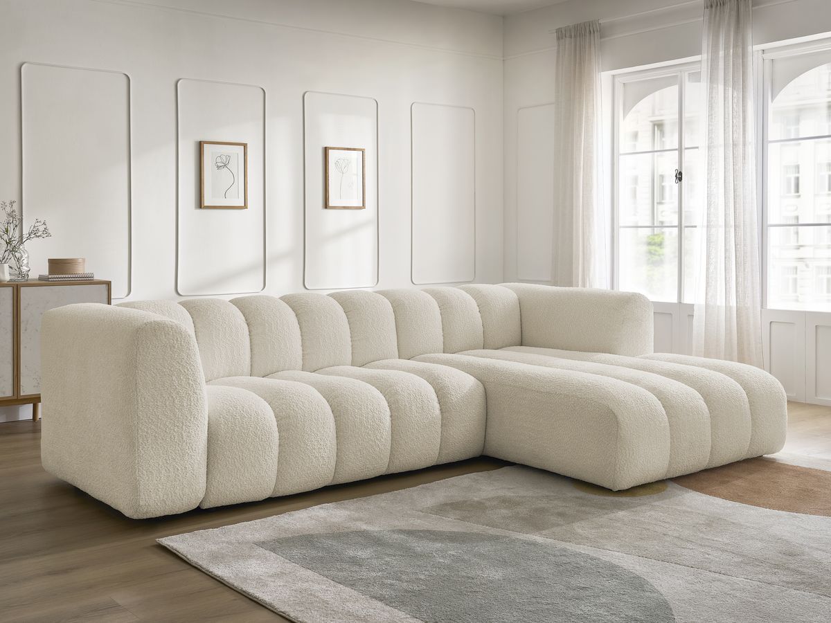 Bobochic Talia Ecksofa Bouclé-Stoff Beige Ecke rechts