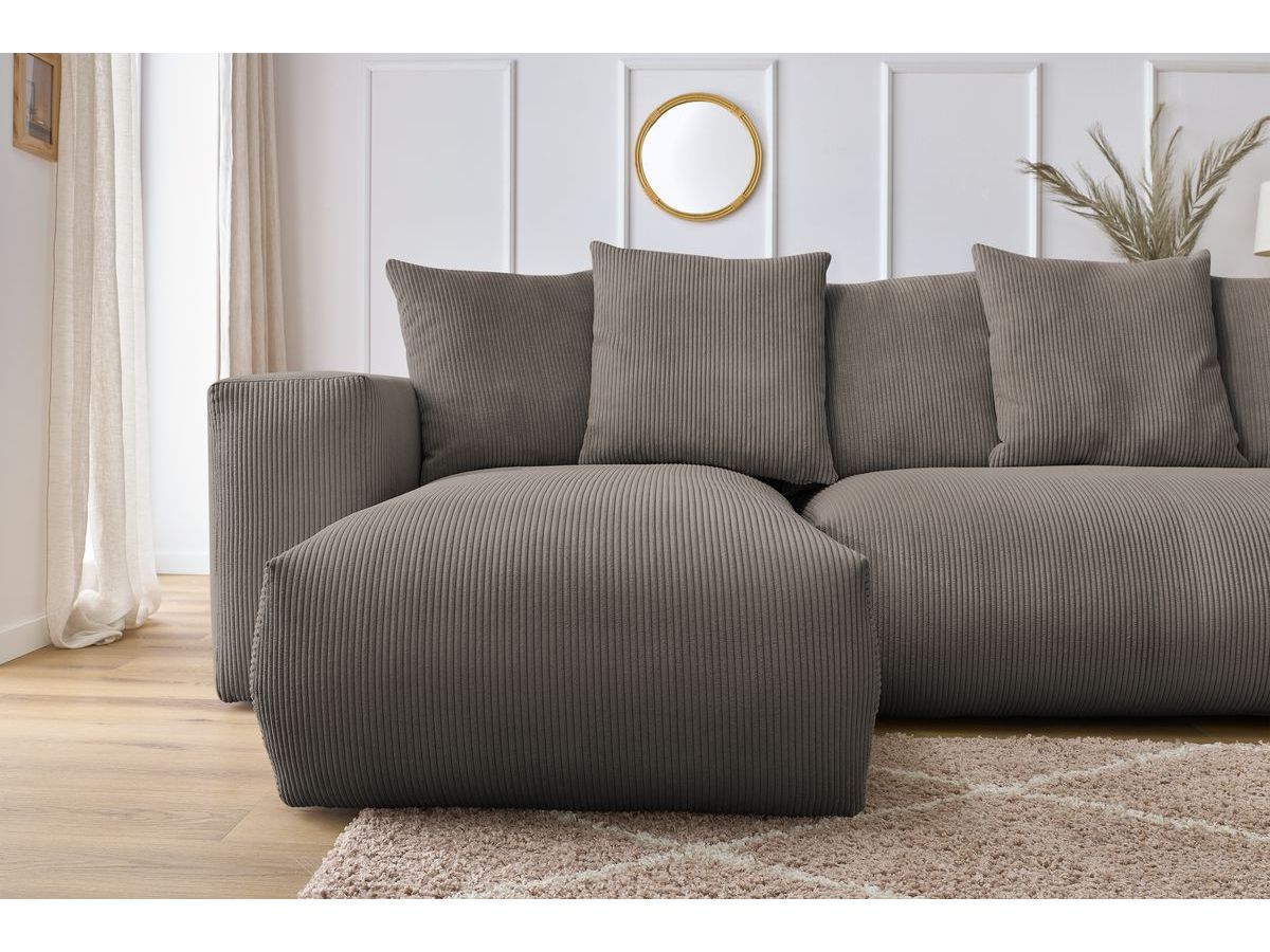 Bobochic Voltaire Wohnlandschaft 356 × 214 cm Cordsamt Taupe Ecke links