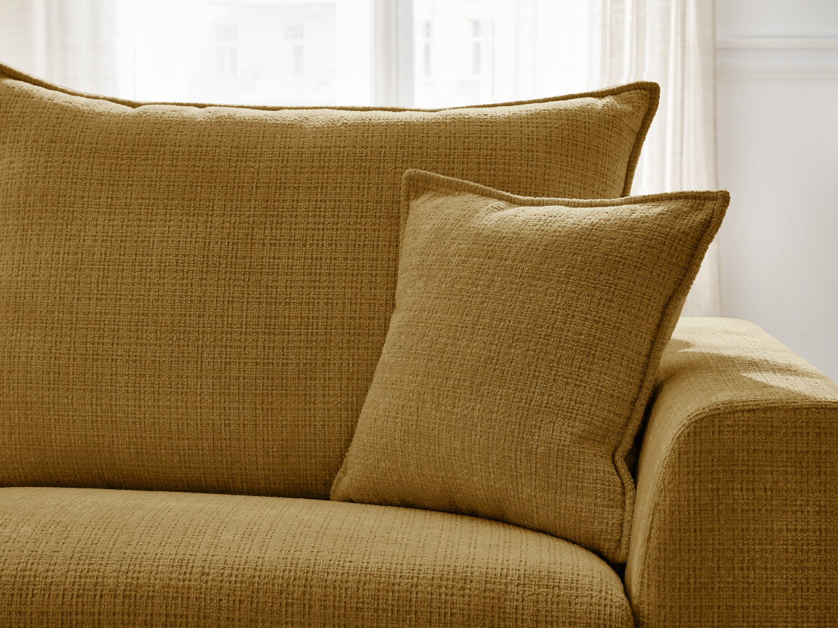 Bobochic Augustin Ecksofa mit Schlaffunktion und Bettkasten Strukturstoff Gelb, Liegefläche 160 × 200 cm