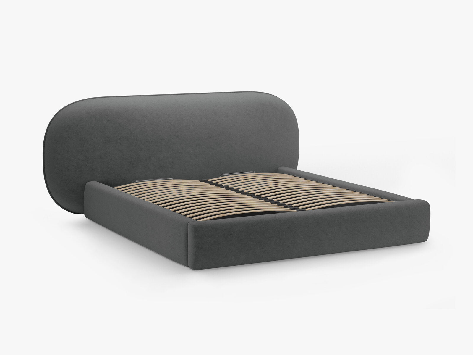 Micadoni Stauraumbett mit Kopfteil Ovalo Chenille Perfect Harmony Dunkelgrau 140x200
