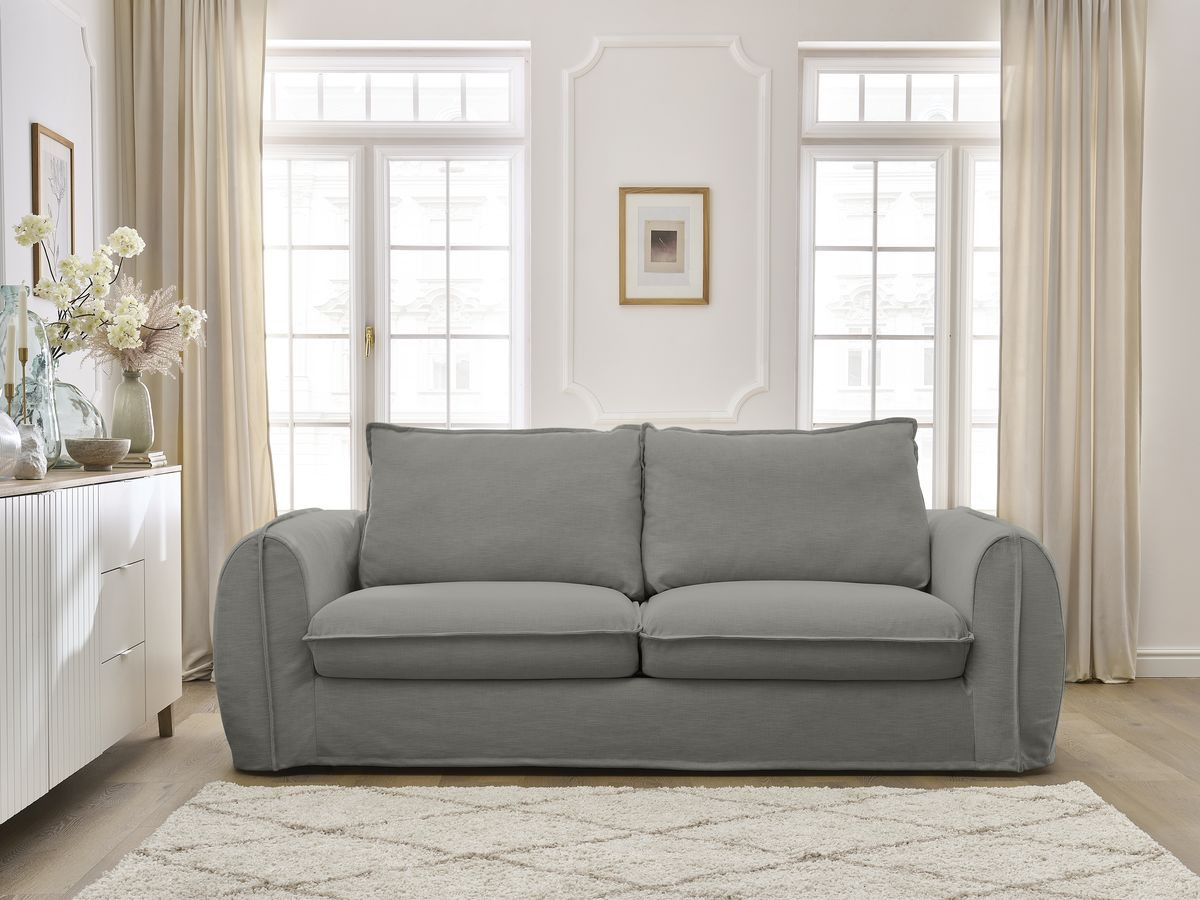 Bobochic Archimede Schlafsofa 3-Sitzer Stoff Dunkelgrau, Liegefläche 160 × 194 cm