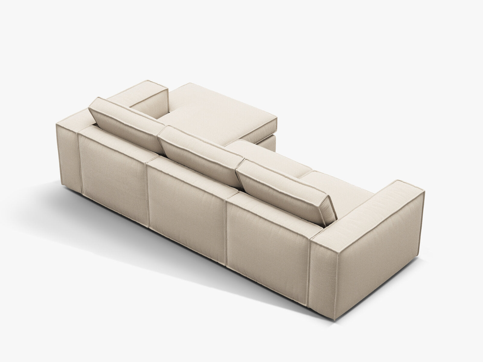 Micadoni modulares Ecksofa Pola 3-Sitzer Rechts Strukturierter Stoff Babel Beige
