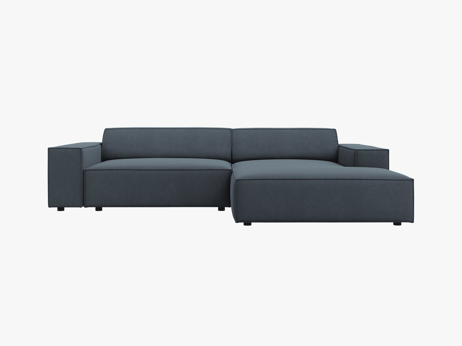 Micadoni Ecksofa Jodie 3-Sitzer Rechts Strukturierter Stoff Megan Blau