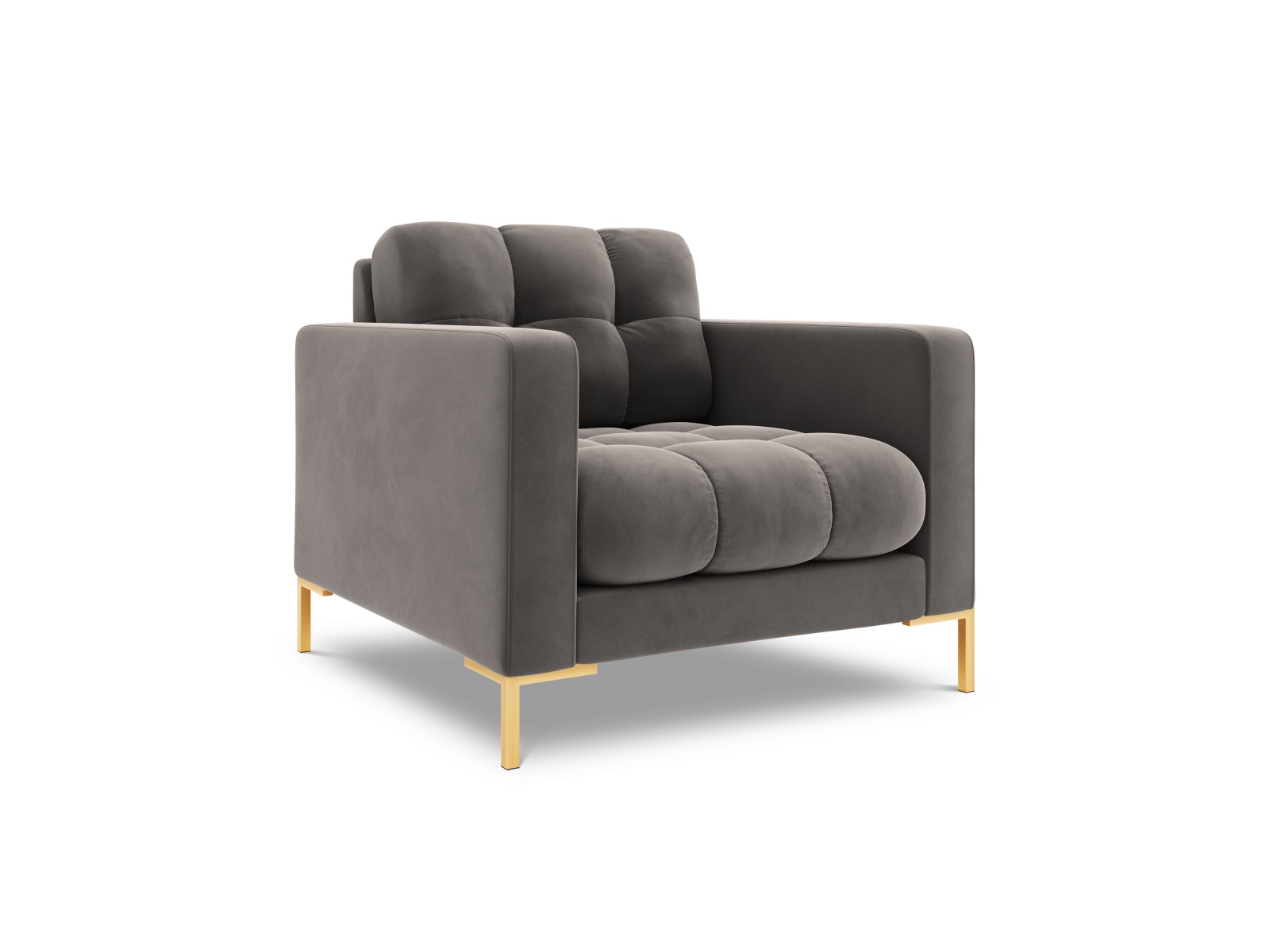 Cosmopolitan Design Sessel Bali Samt Bluvel Hellgrau Beine Gold