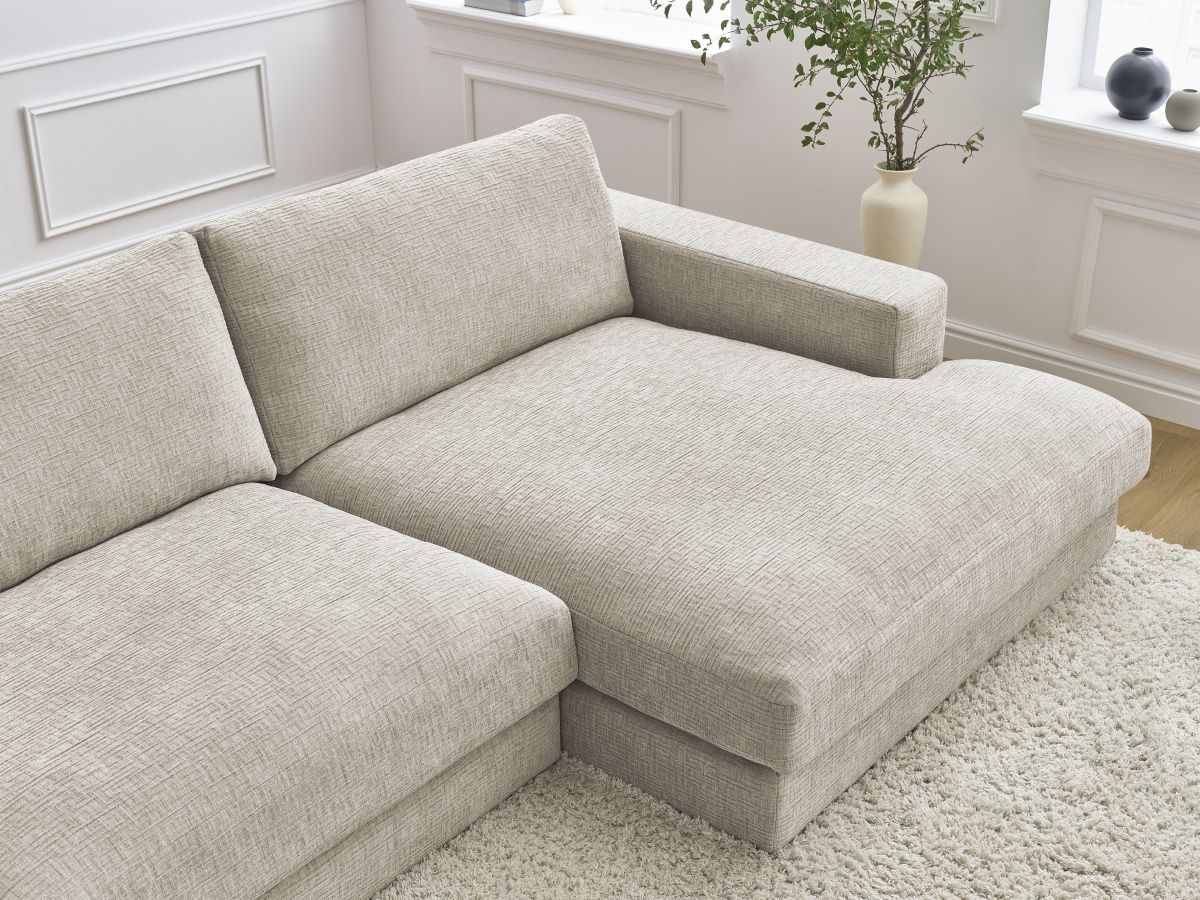 Bobochic Leonard Ecksofa 234 × 159 cm Strukturstoff Beige Ecke rechts