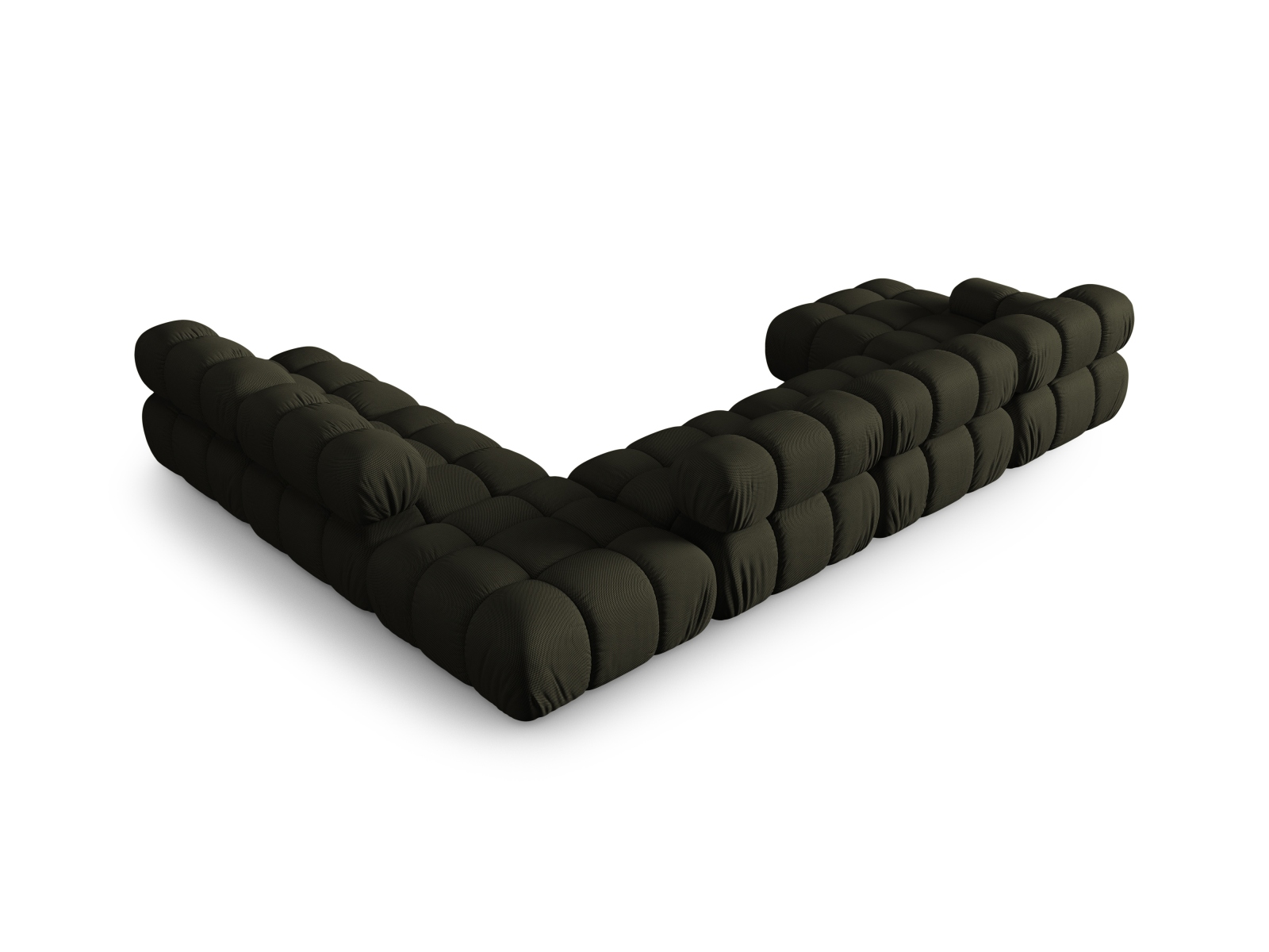 Micadoni Modulares Panorama Ecksofa Bellis 7-Sitzer Rechts 3D-Stoff Sonic Amazonas Grün