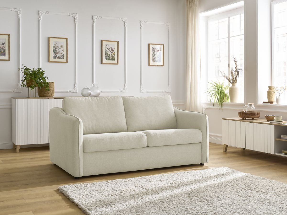Bobochic Lenny Schlafsofa 3-Sitzer Stoff Beige