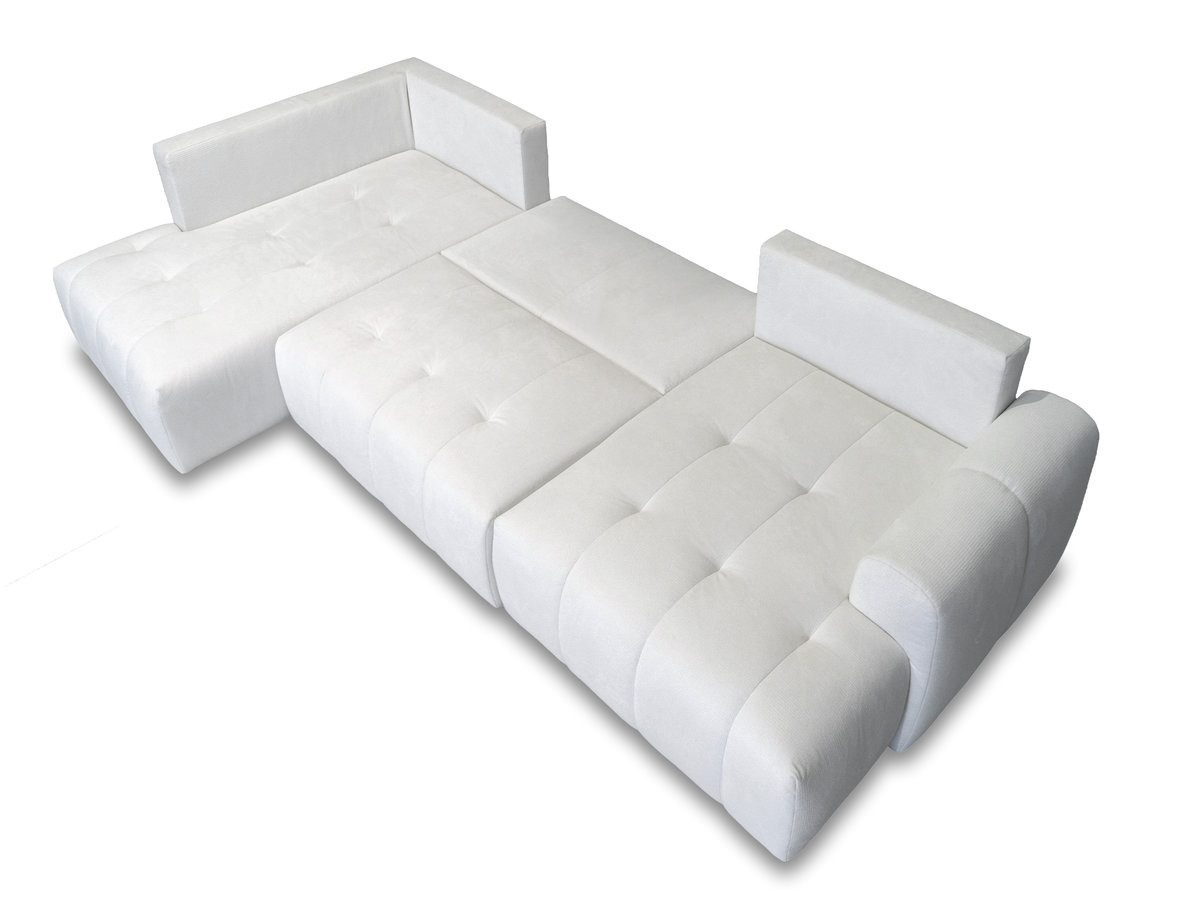 Bobochic Roxelane Wohnlandschaft mit Pouf Melange-Stoff Weiß Ecke rechts