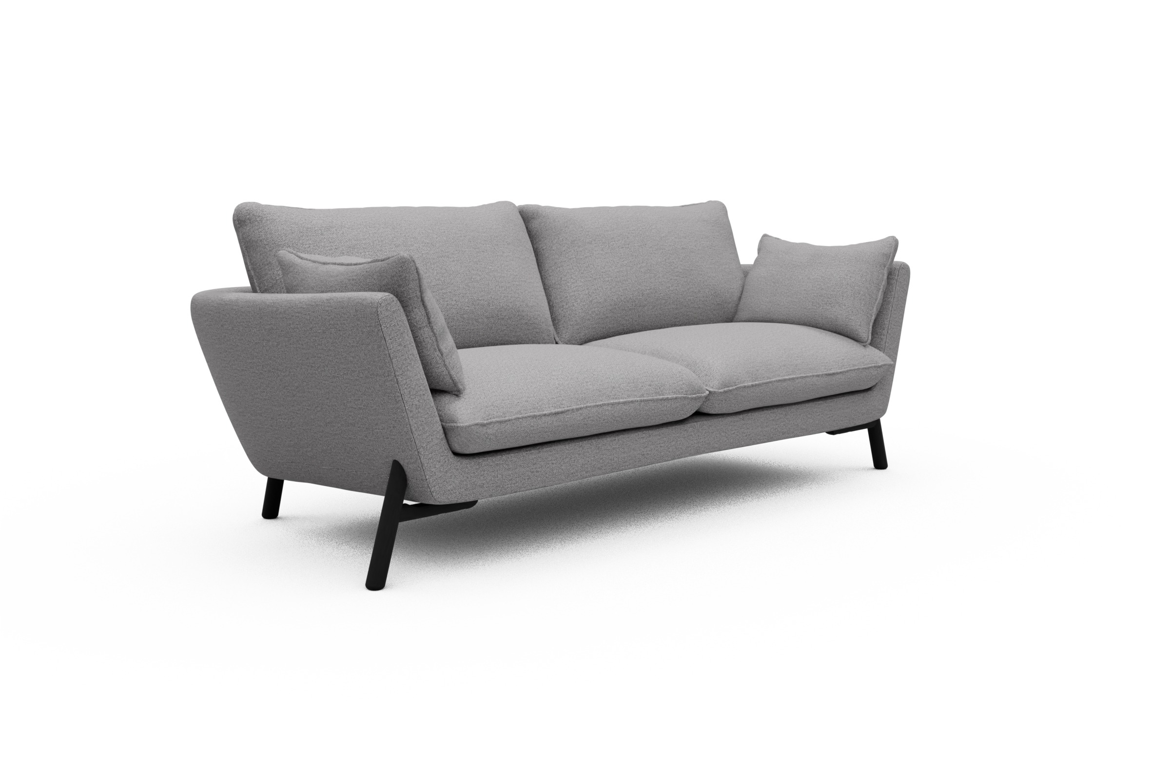 Sofa Emil 3-Sitzer Beinfarbe Eiche Schwarz Sama-Grey
