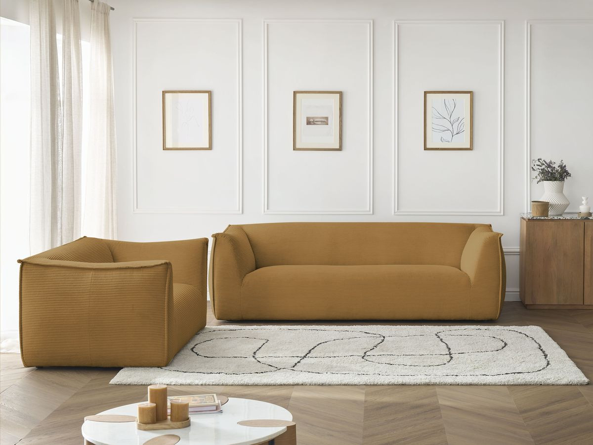 Bobochic Giorgia Sofa 5-Sitzer 412 × 100 cm Cordsamt Gelb