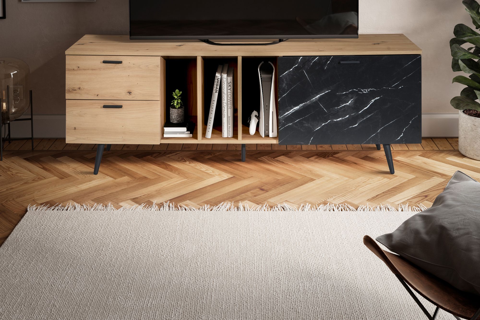Lowboard Dalane Marmoroptik Braun 150 × 40 × 55 cm