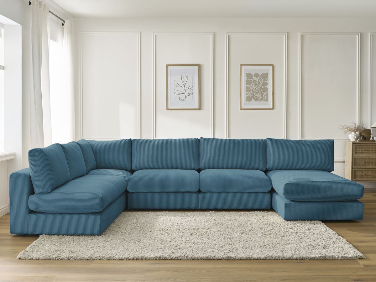 Bobochic Paris Ecksofa Cordsamt Hellblau