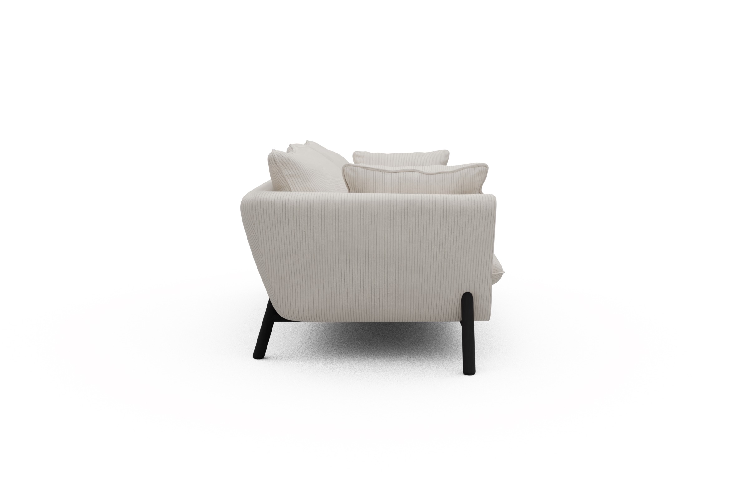 Sofa Emil PREMIUM 2-Sitzer Beinfarbe Eiche Schwarz Corduroy-Ivory