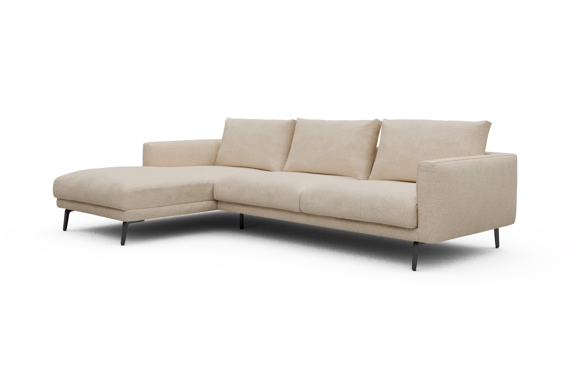 Ecksofa Karl Chaiselongue links mit 2,5-Sitzer Casone-Natural-Beige