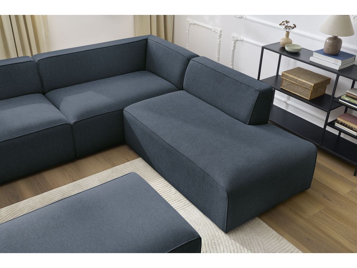 Bobochic Megeve Wohnlandschaft mit Pouf Melange-Stoff Dunkelblau Ecke links