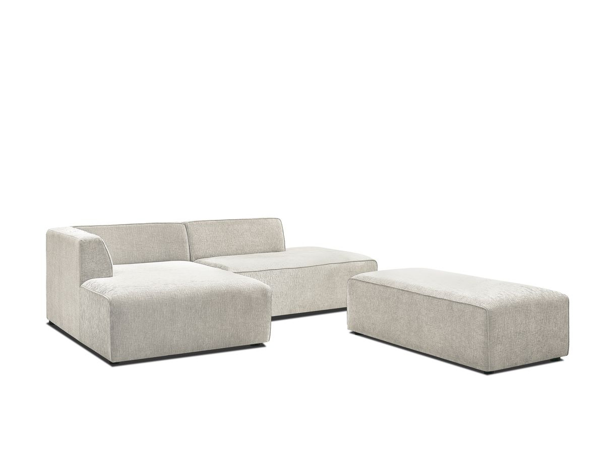 Bobochic Megeve Ecksofa mit Schlaffunktion und Pouf Strukturstoff Beige Ecke links