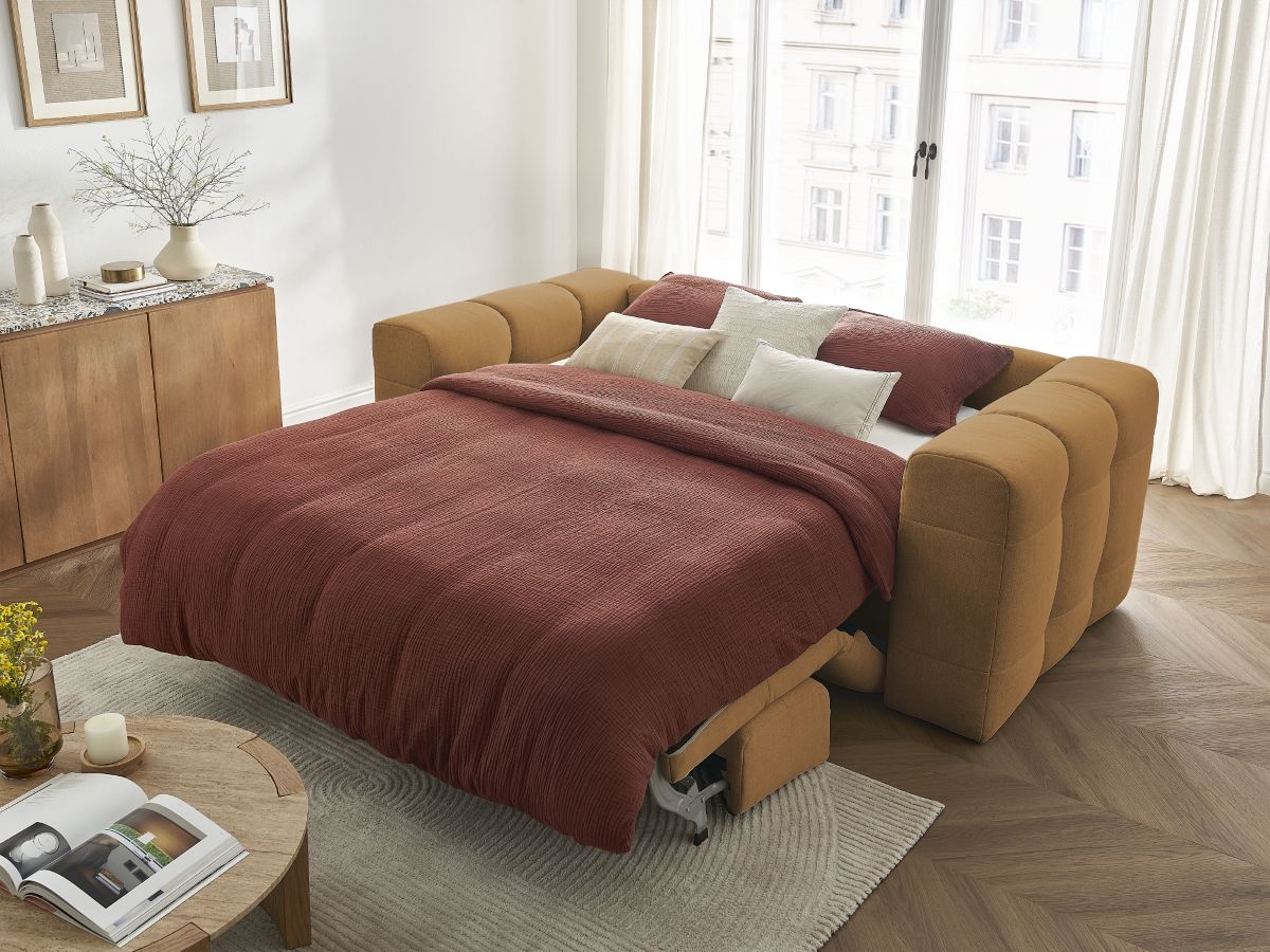 Bobochic Cloud Schlafsofa 3-Sitzer Stoff Gelb