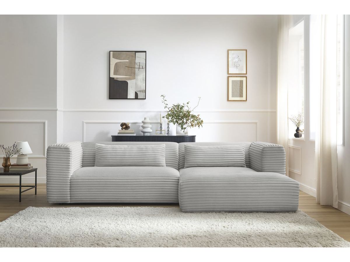 Bobochic Harry Ecksofa Breitcord weich Hellgrau Ecke rechts
