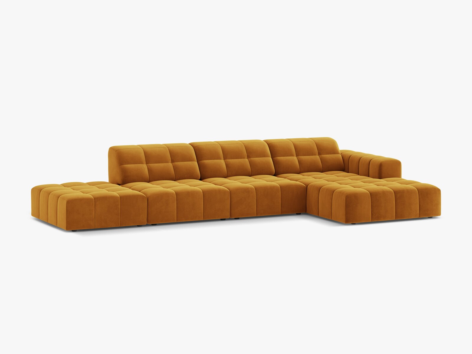 Micadoni Ecksofa Jennifer 5-Sitzer Samt Venus Gelb Rechts