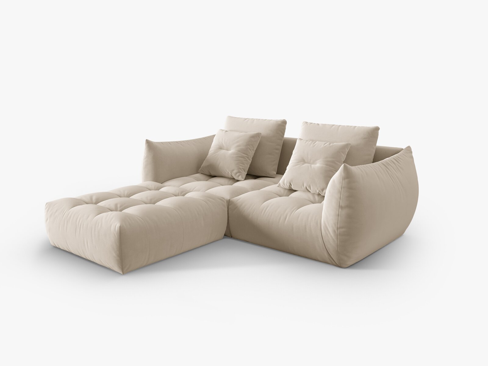 Micadoni Ecksofa Bloom 3-Sitzer Samt Ecru