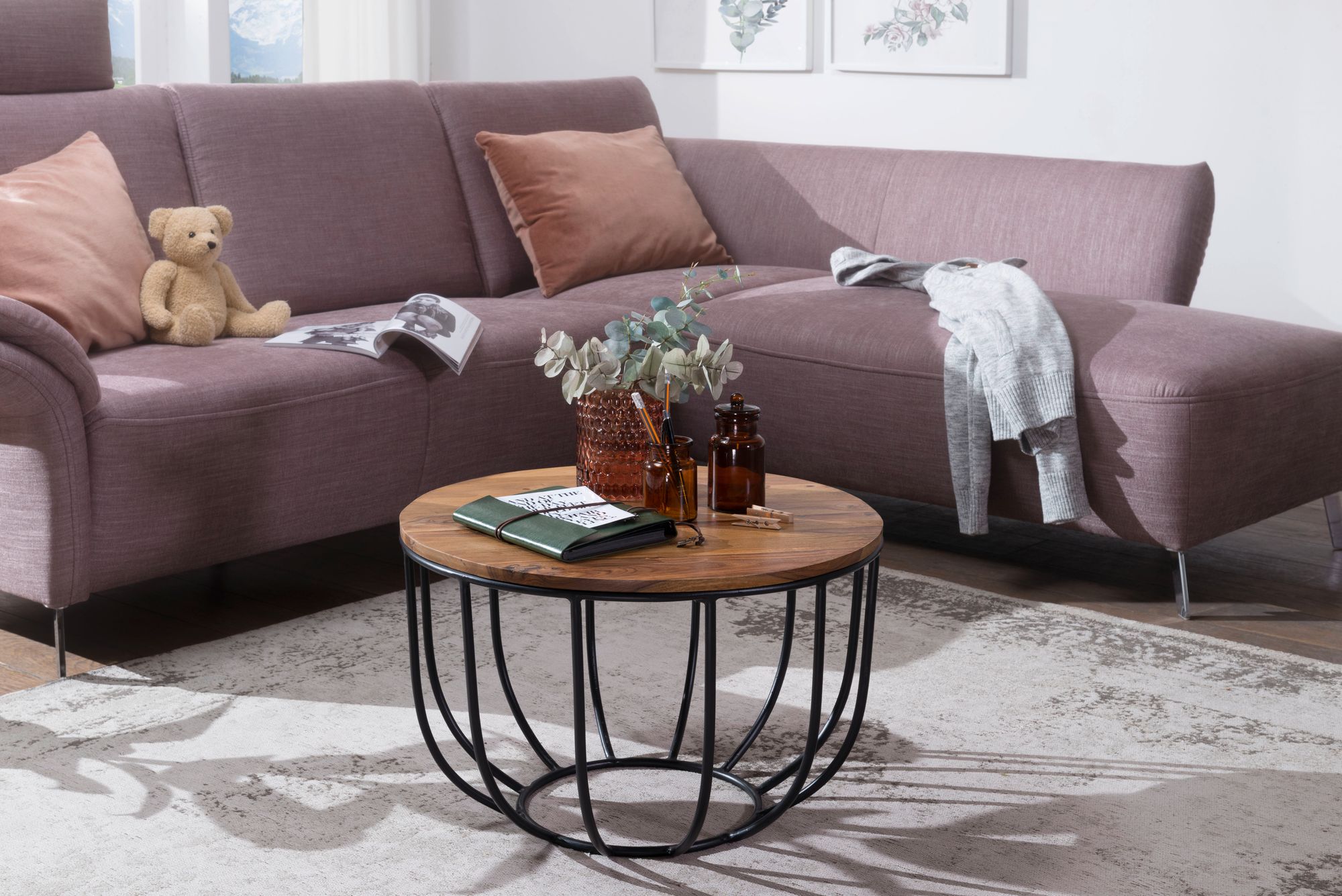 Couchtisch Gudbjerg Sheesham Massivholz Ø 60 cm