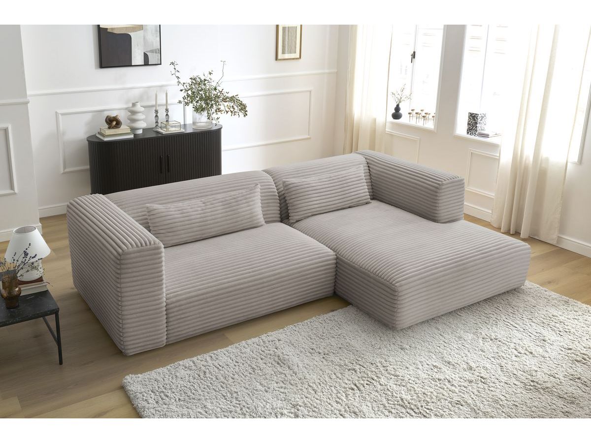Bobochic Harry Ecksofa Breitcord weich Taupe Ecke rechts