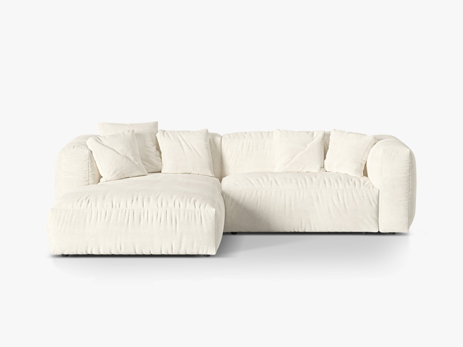 Micadoni Ecksofa Martina 2-Sitzer Links Boucle Monet Elfenbein