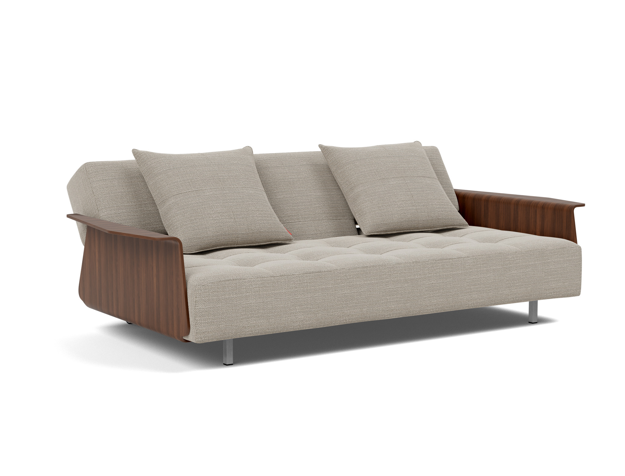 Schlafsofa Long Horn D.E.L. mit Armlehnen Strukturierter Stoff Kenya 579-Gravel