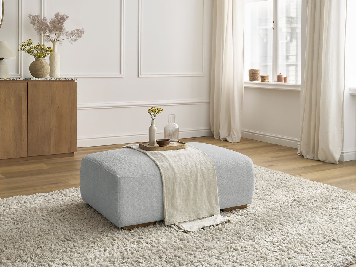 Bobochic Sidonie Pouf Melange-Stoff Hellgrau