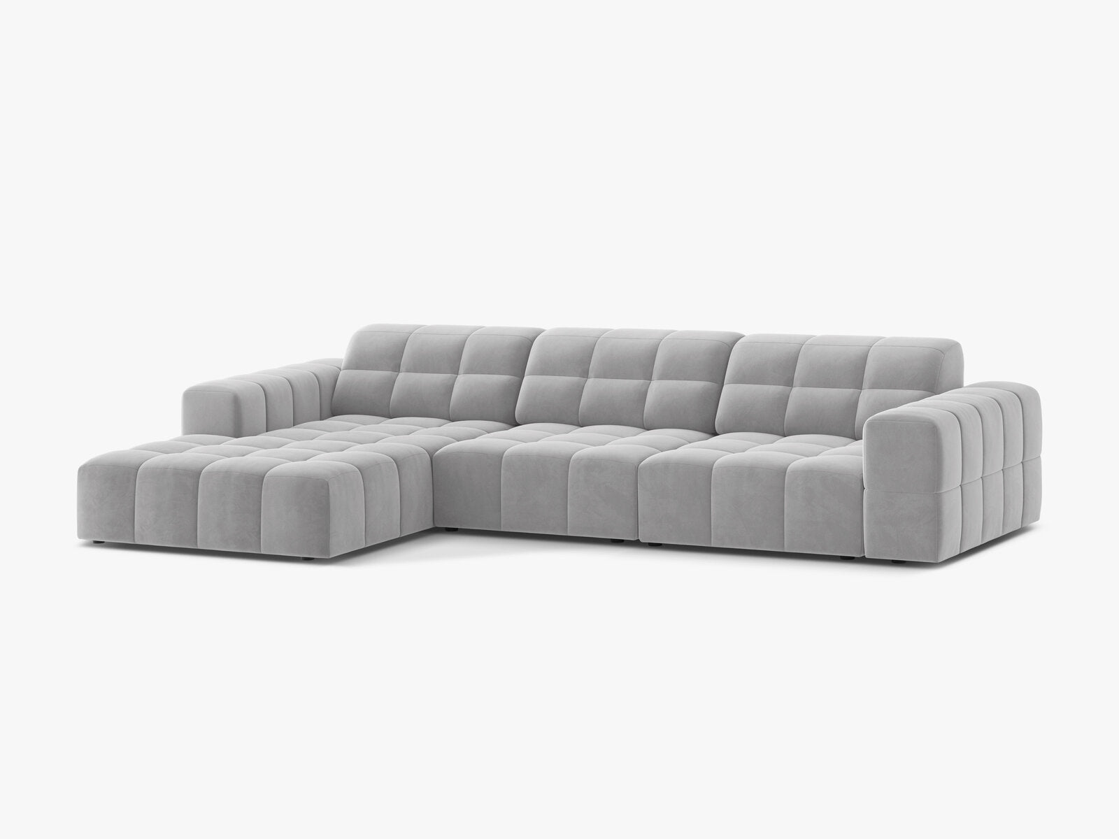 Micadoni Ecksofa Jennifer 4-Sitzer Links Samt Bluvel Silber