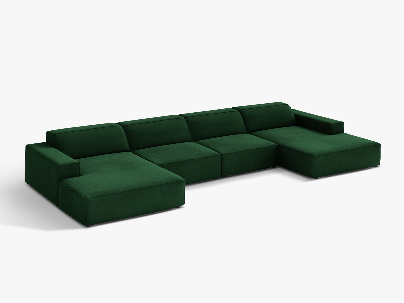 Micadoni Panorama-Sofa Jodie 6-Sitzer Samt Bluvel Flaschengrün