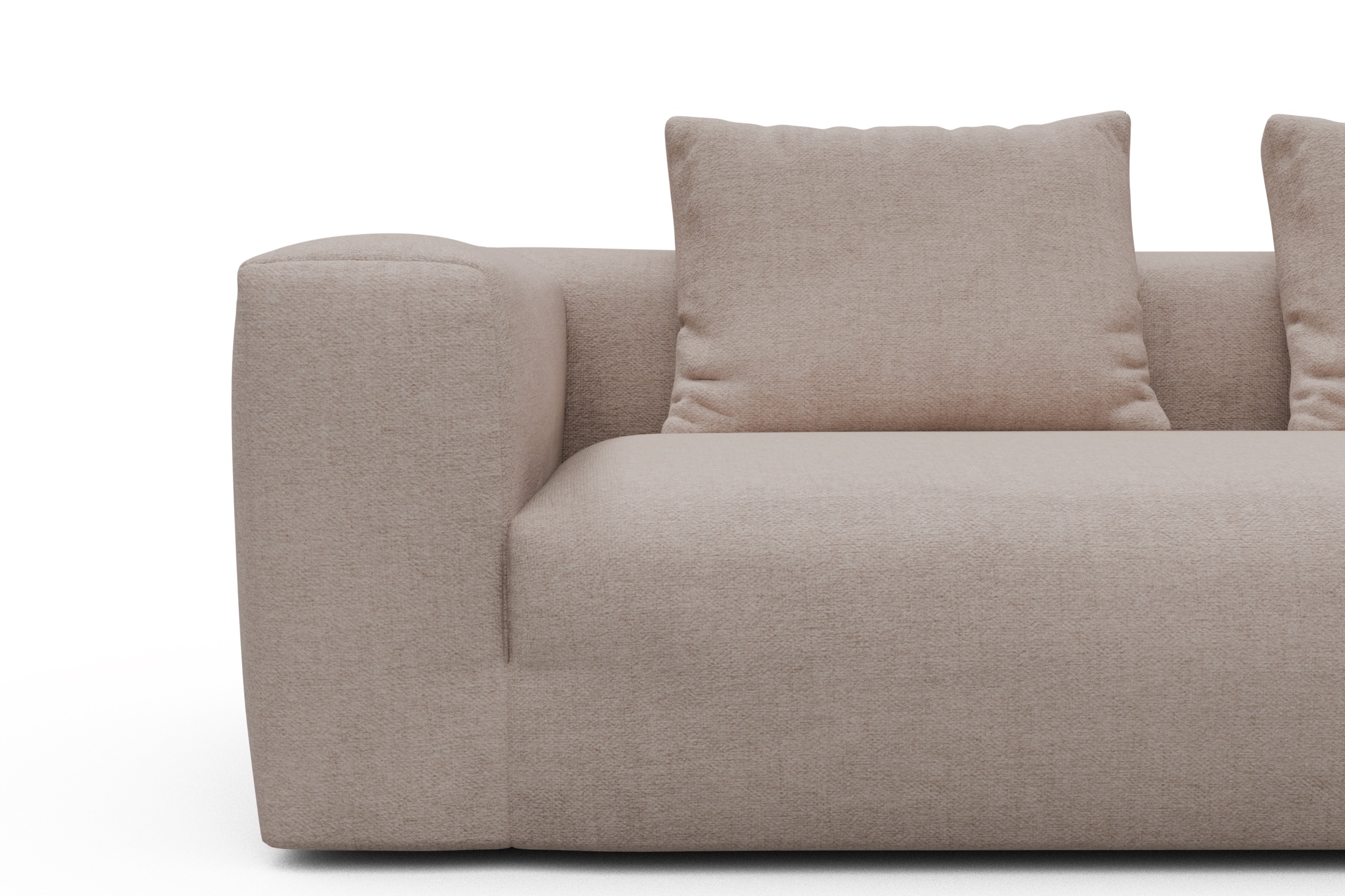 Wohnlandschaft Fred Chaiselongue rechts mit 2-Sitzer und lange Armlehne links Weda-Sand