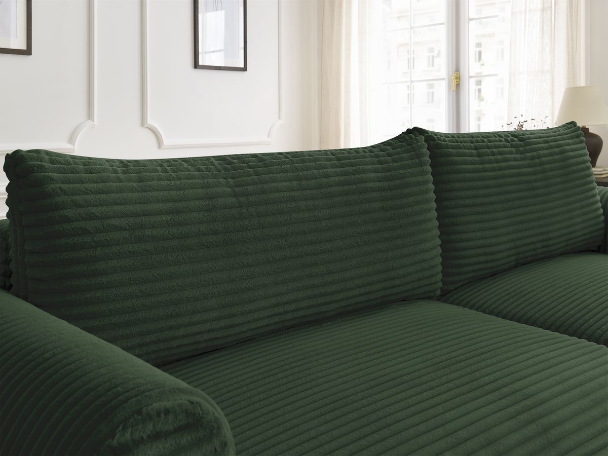 Bobochic Lucien Ecksofa mit Schlaffunktion und Bettkasten 314 × 167 cm Breitcord weich Grün Ecke rechts