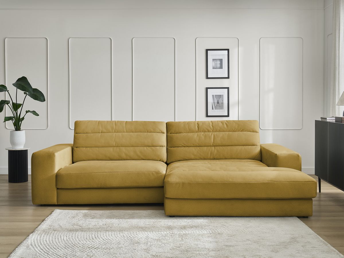 Bobochic Sierra Ecksofa Samt Gelb Ecke rechts