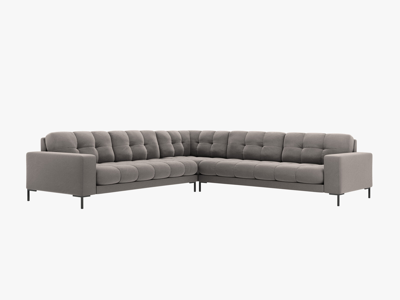 Micadoni Symmetrisches Ecksofa Mamaia 6-Sitzer Samt Bluvel Hellgrau schwarze Beine