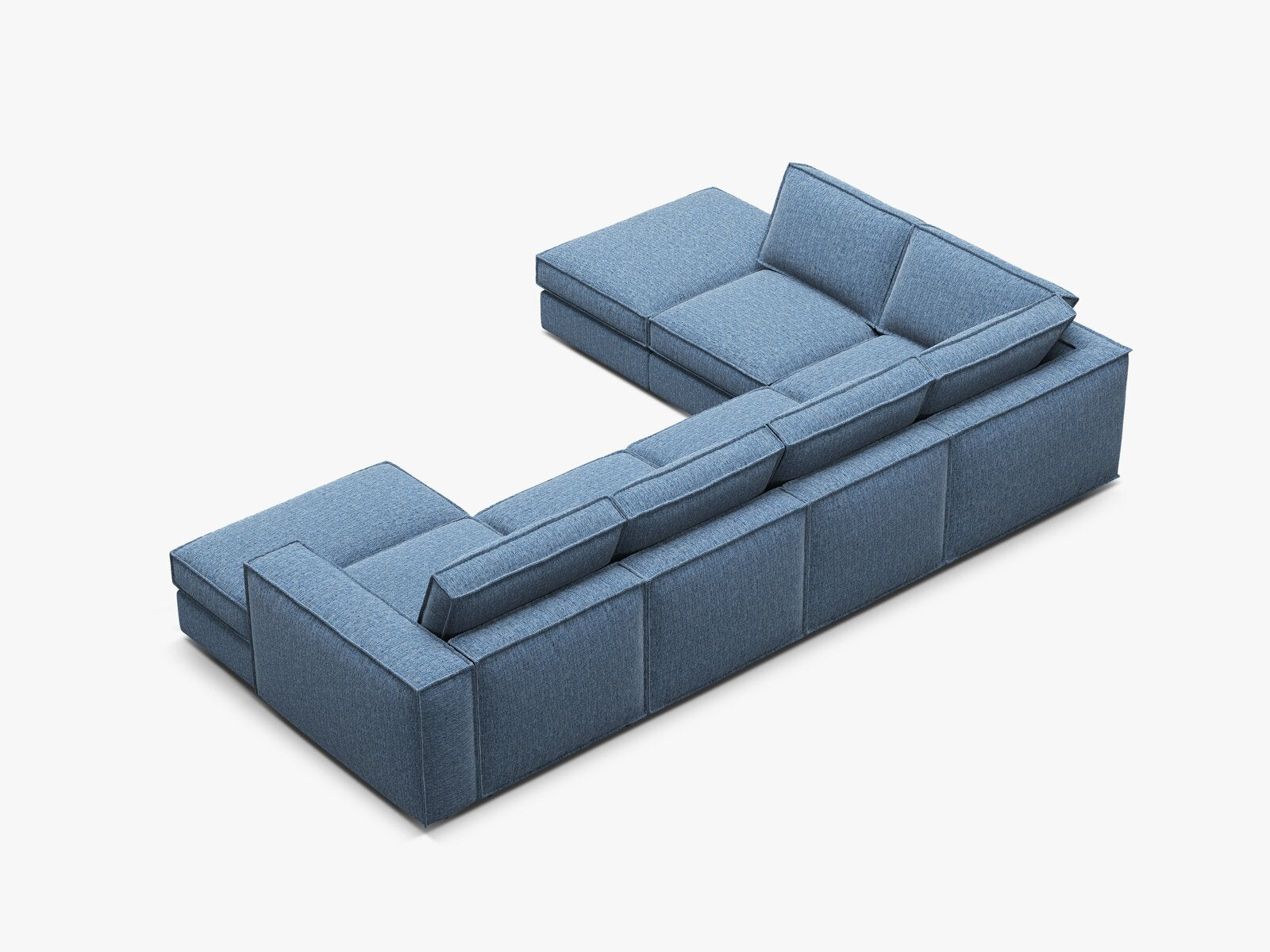 Micadoni modulares Panorama Ecksofa Pola 5-Sitzer Links Strukturierter Stoff Babel Dunkelblau