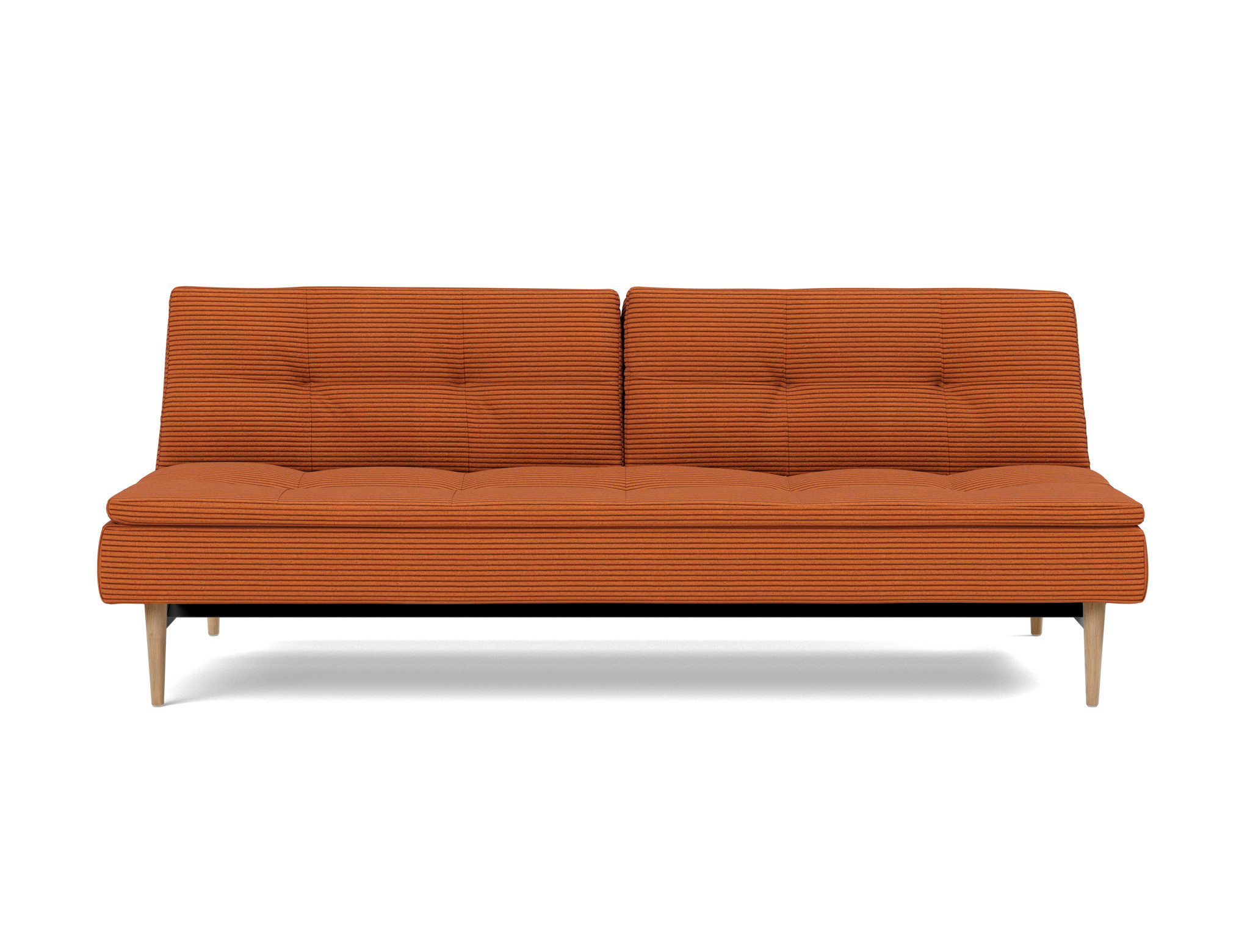 Schlafsofa Dublexo Kord Corduroy 595-Burnt-Orange Beine Styletto Eiche hell