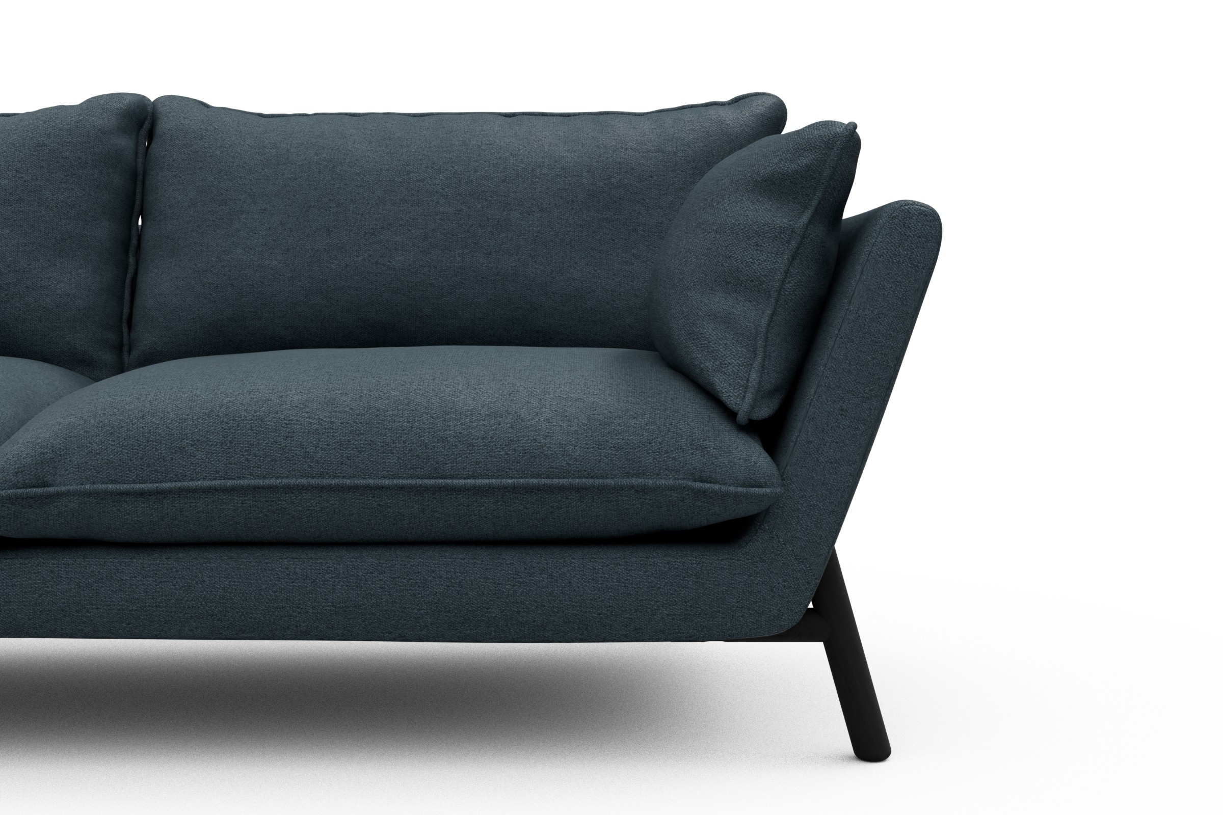 Sofa Emil Soft 2-Sitzer Beinfarbe Eiche Schwarz Strukturierter Stoff Denari 489-Royal-Blue