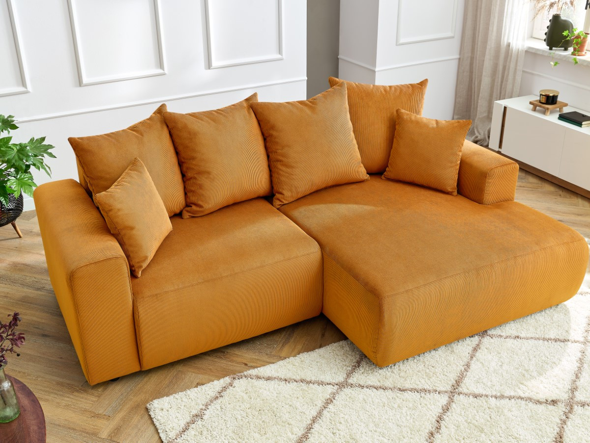 Bobochic Enjoy Ecksofa Cordsamt Gelb Ecke rechts