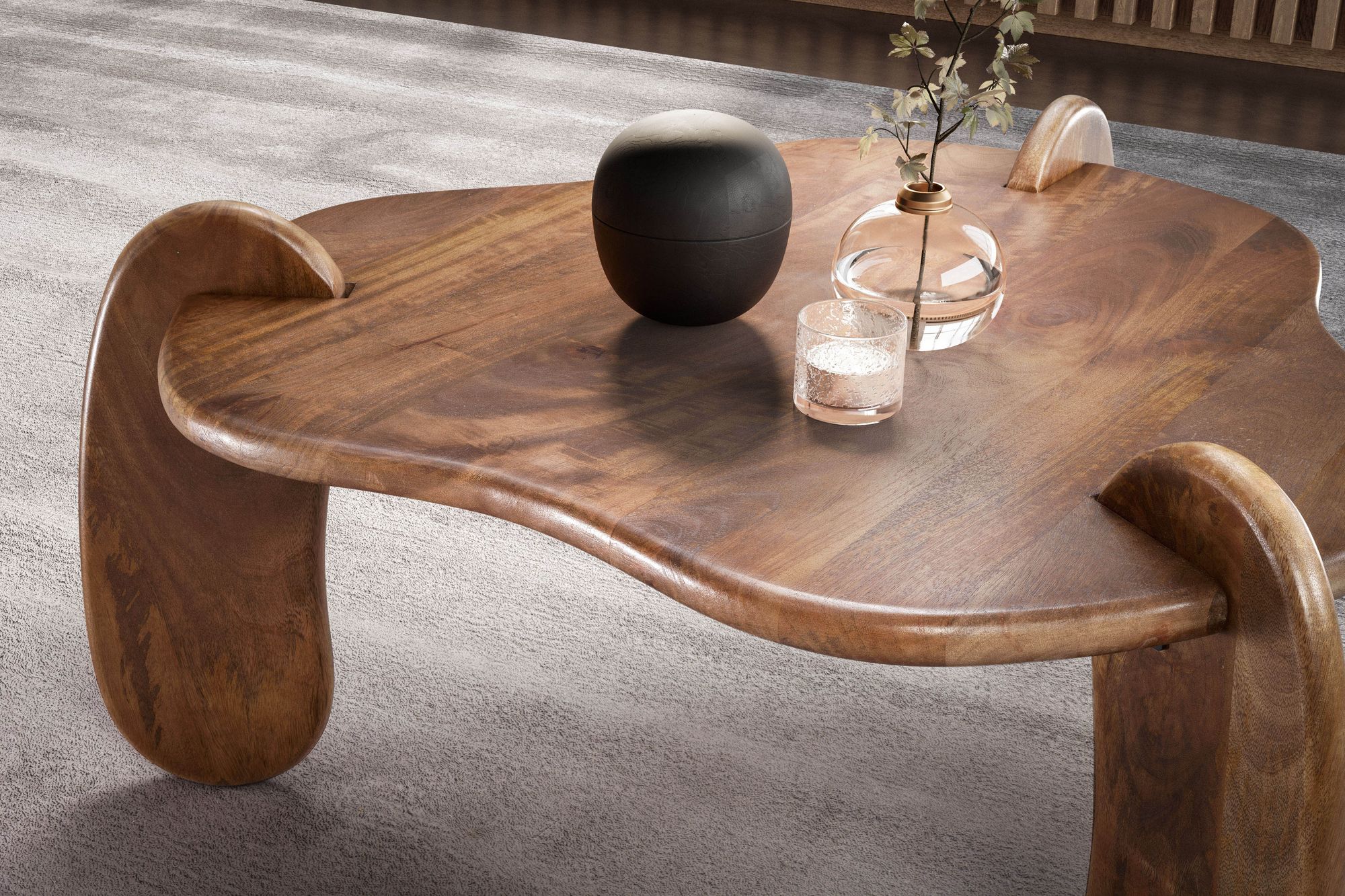 Couchtisch Hovland Mango Massivholz Braun 78 × 78 × 39,5 cm
