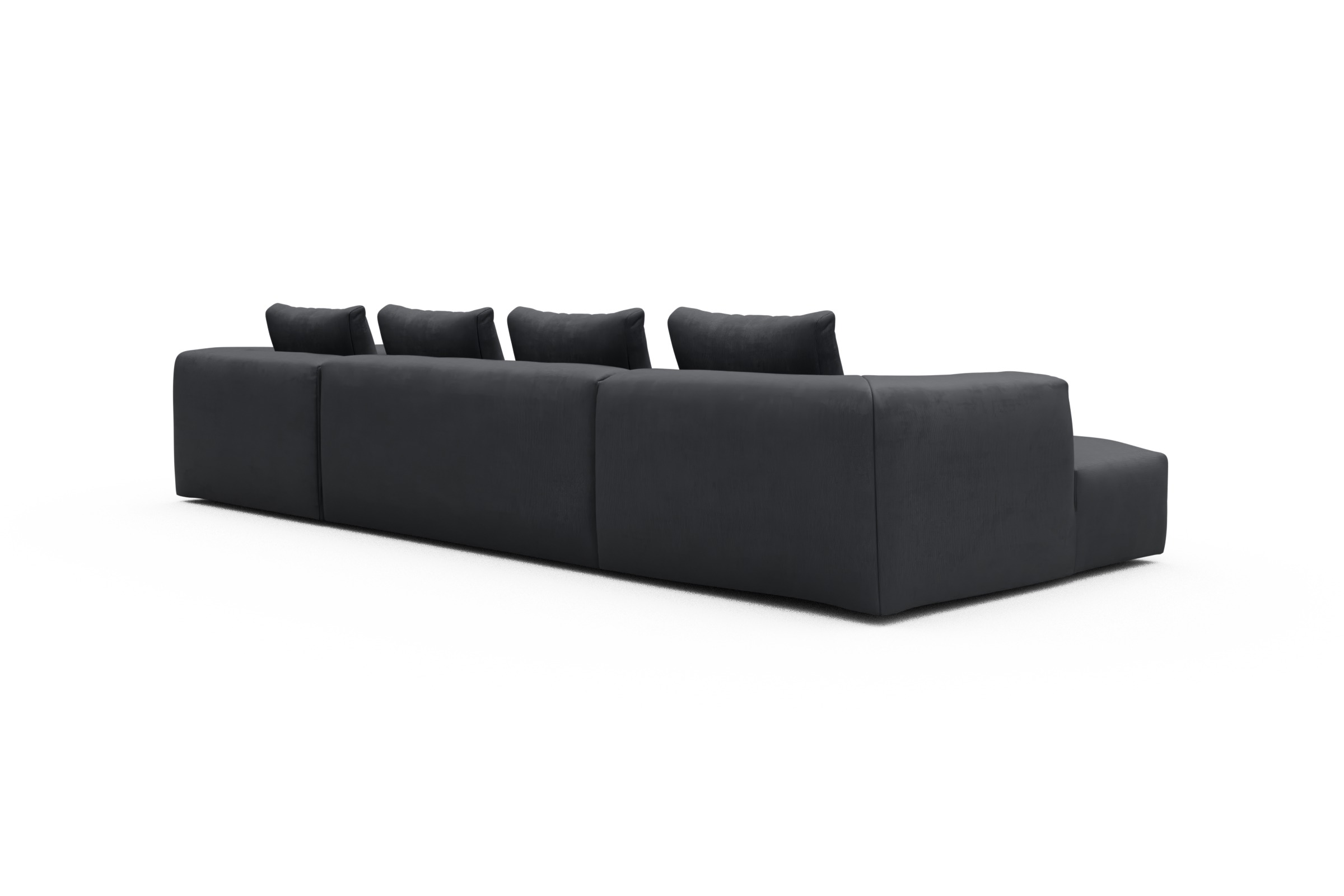 Wohnlandschaft Fred Relax-Ecke rechts mit 2-Sitzer und Chaiselongue links Cordufine-Slate-Grey