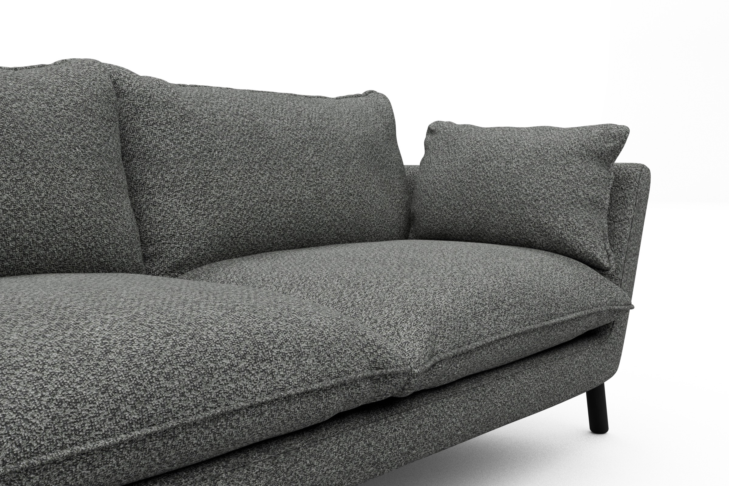 Sofa Emil PREMIUM 3-Sitzer Beinfarbe Eiche Schwarz Vanora-Warm-Grey