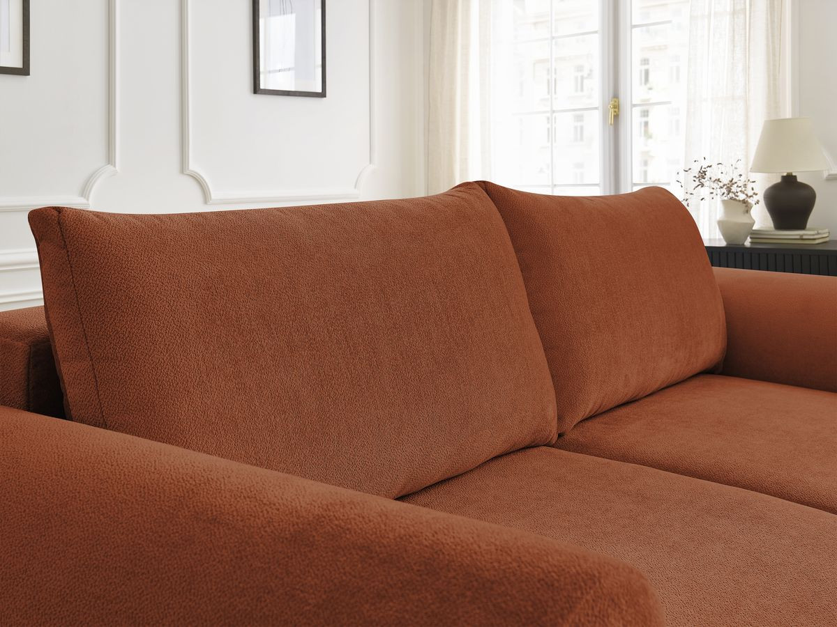 Bobochic Lucien Schlafsofa 4-Sitzer mit Bettkasten und Pouf Stoff Orange