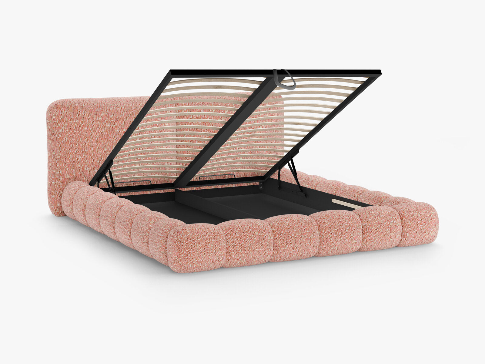Micadoni Stauraumbett mit Kopfteil Solange Chenille Silencio Rosa 140x200