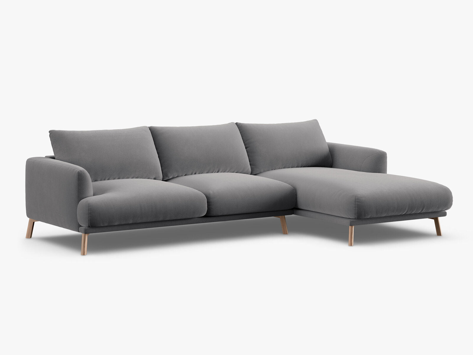 Micadoni Ecksofa Naomi 4-Sitzer Rechts Samt Salvador Grau